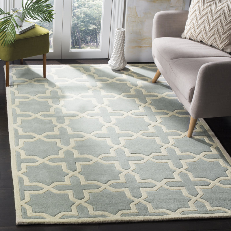 Helma Geometric Wool Hand Woven Area Rug, Rectangle 122 x 183 cm