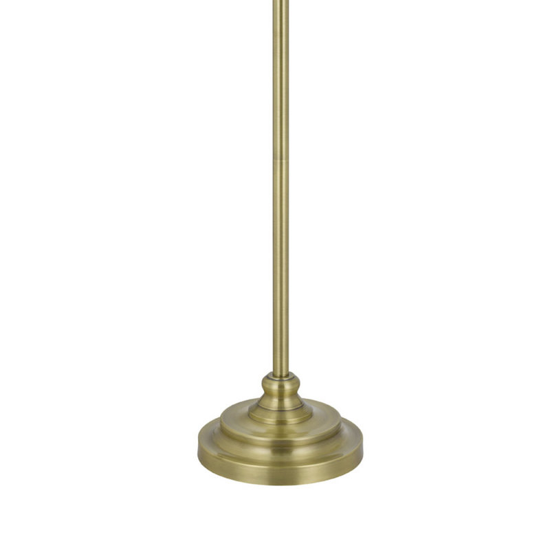 Lampe sur pied avec abat-jour en lin rigide gris clair, laiton antique 61 po