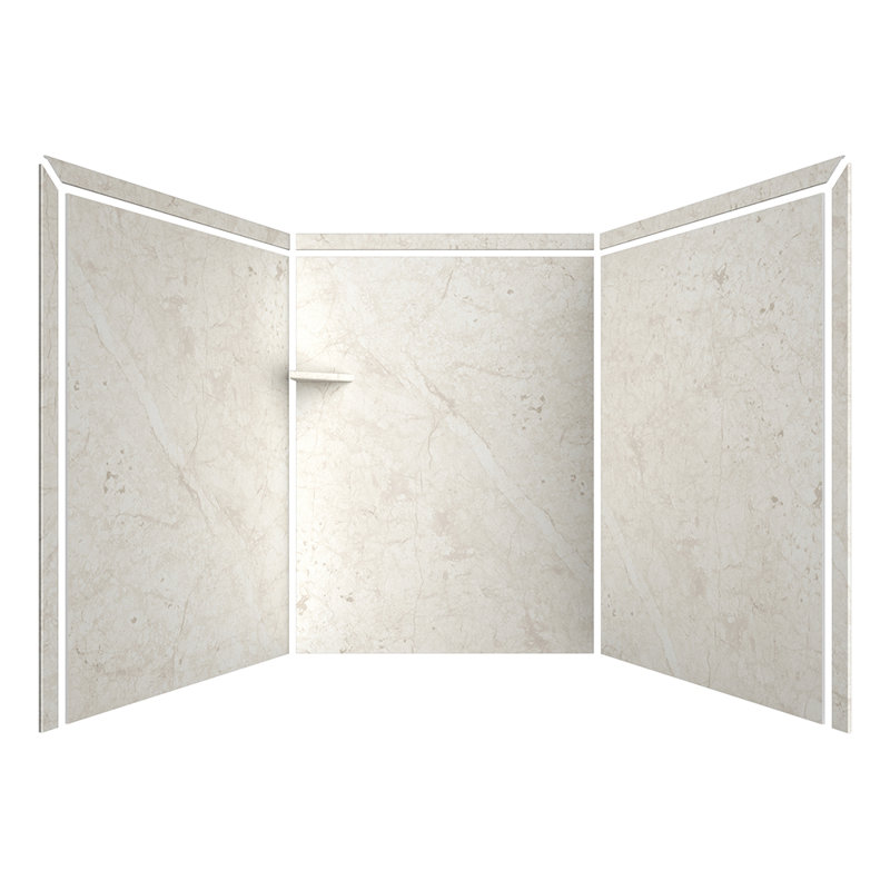 Encadrement de douche en alcôve crème Flexticon l 60 po x P 60 po x H 80 po Flexticone, Crème Botticino