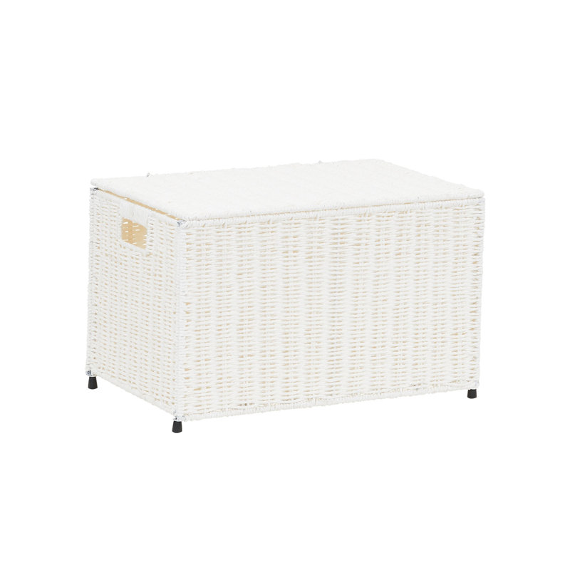 Coffre de rangement en osier tissé, Blanc arctique