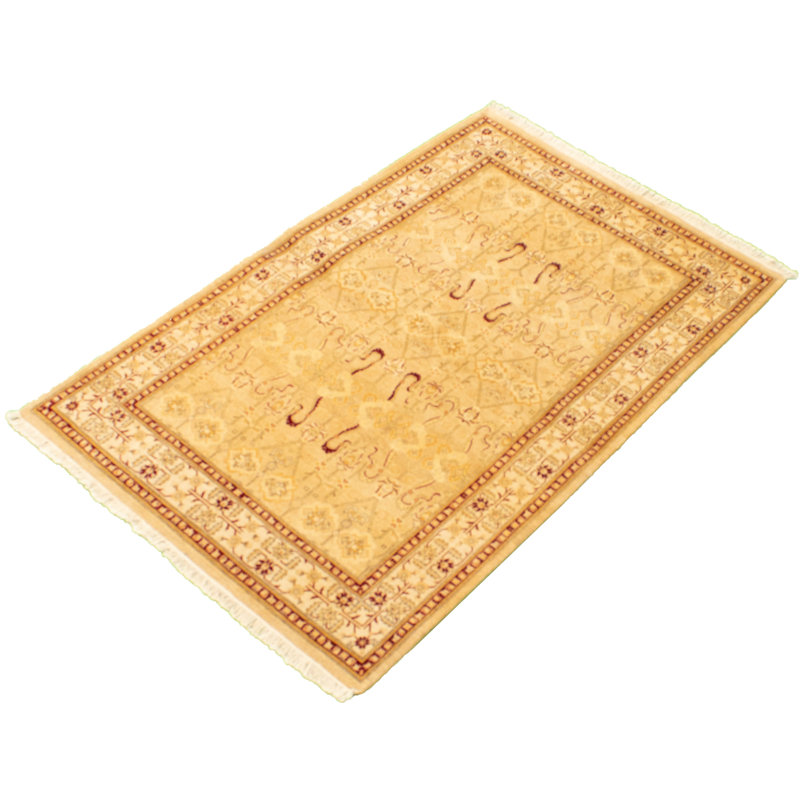 Tapis décoratif en laine noué à la main de conception unique 4 pi 1 po x 6 pi 3 po noué à la main new age