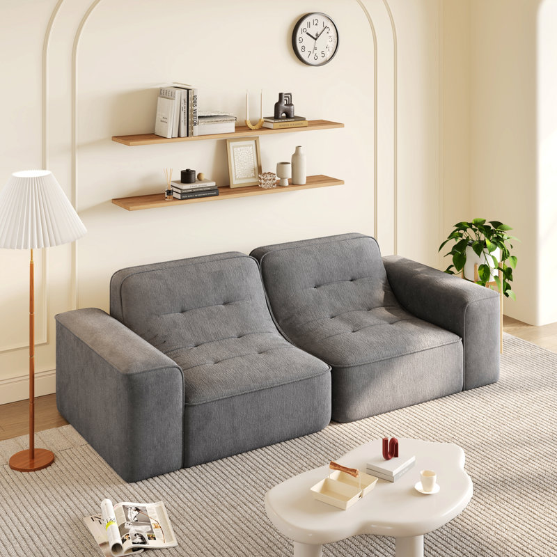 Canapé rembourré avec design capitonné, Grey