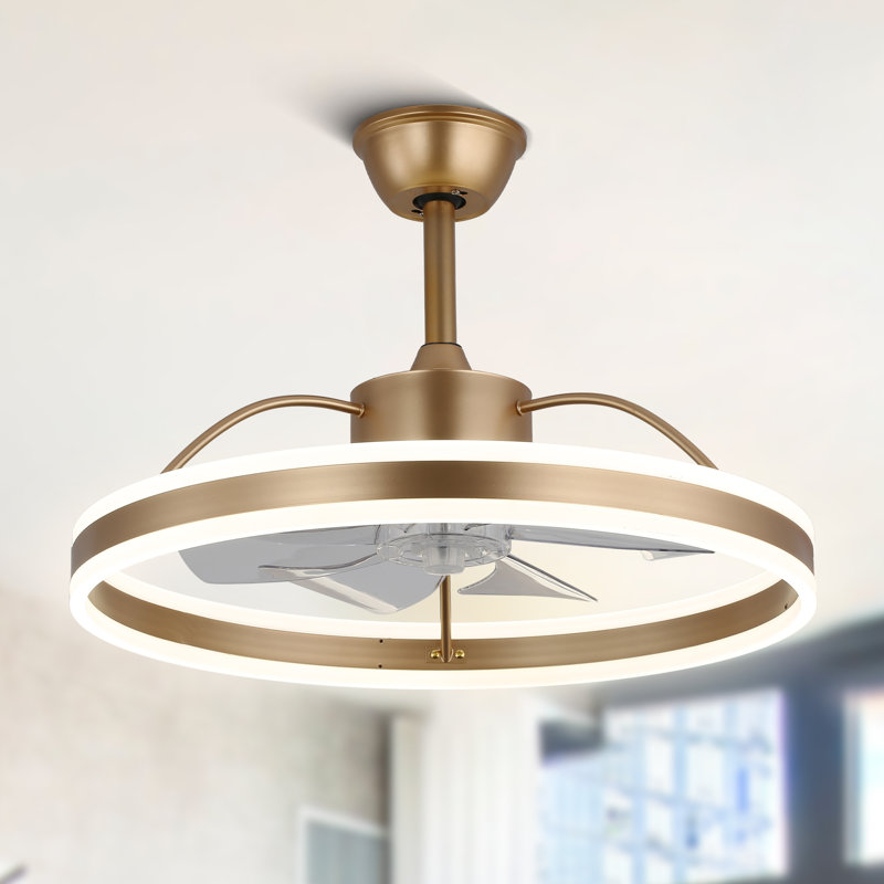 24 Inch Smart Ceiling Fans With Lights And APP Control, Modern 6 Speeds LED Dimmable Fandelier Ceiling Fan For Bedroom, Gold