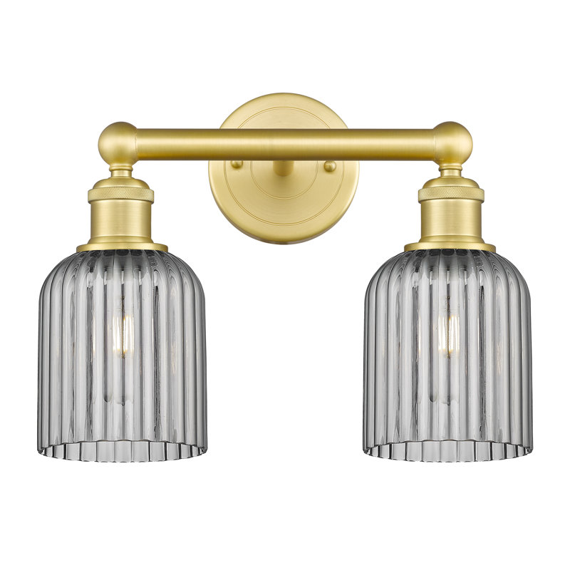 Edison Addeline 2 Light 14" Bath Vanity Light Shade, Satin Gold, Smoke Gray