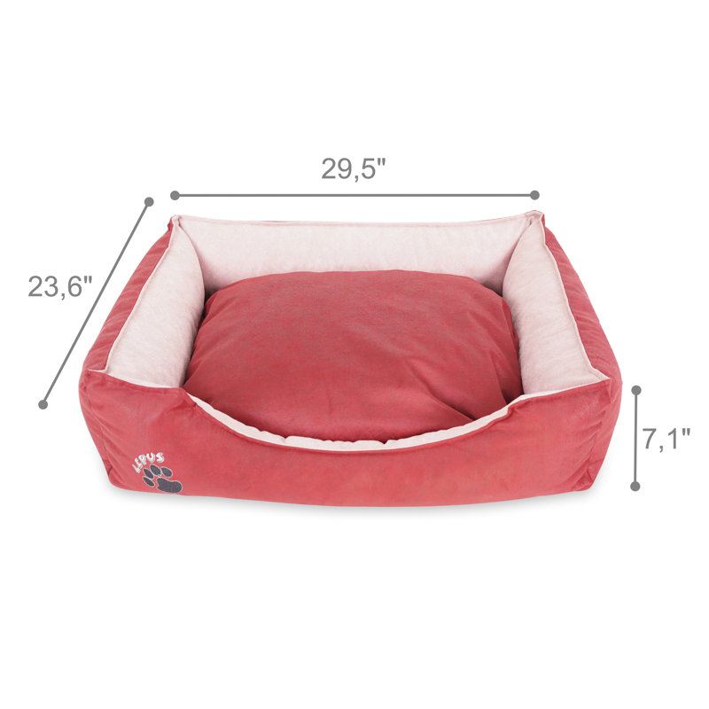 Panier de support pour chien, Grand (l 29,5 po x P 23,6 po x H 7,1 po), Bourgogne / Crème