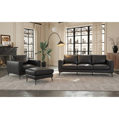 Cerellia Upholstered Leather Sofa Chair Ottoman Living Room Set