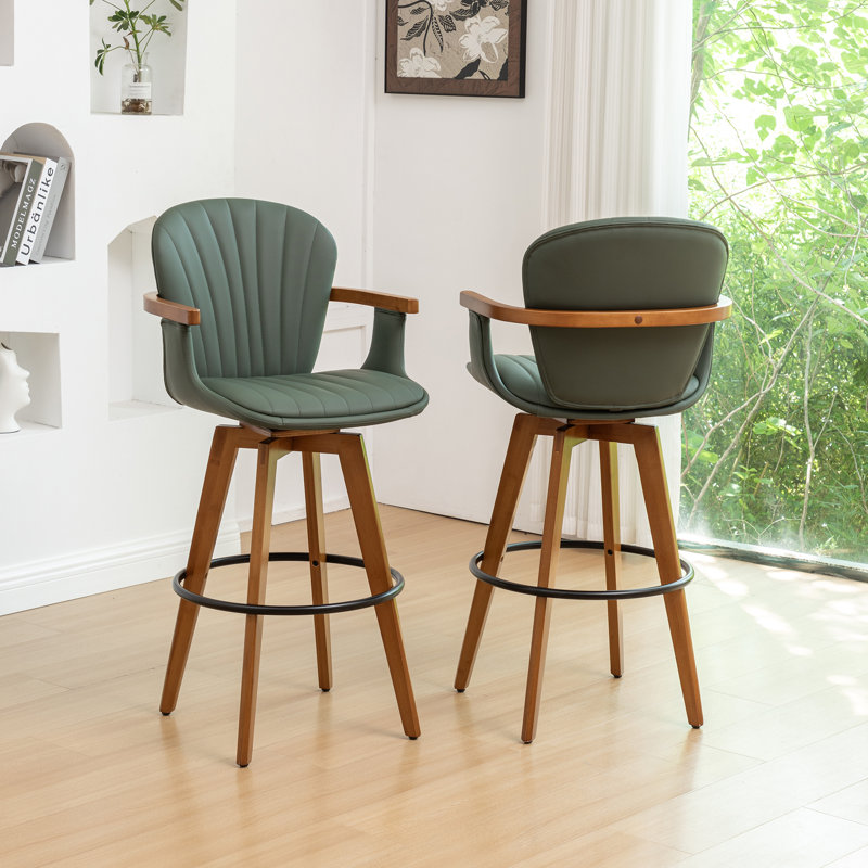 Kelsch Swivel Bar Stool, Green, Counter Stool (67.6cm Seat Height)