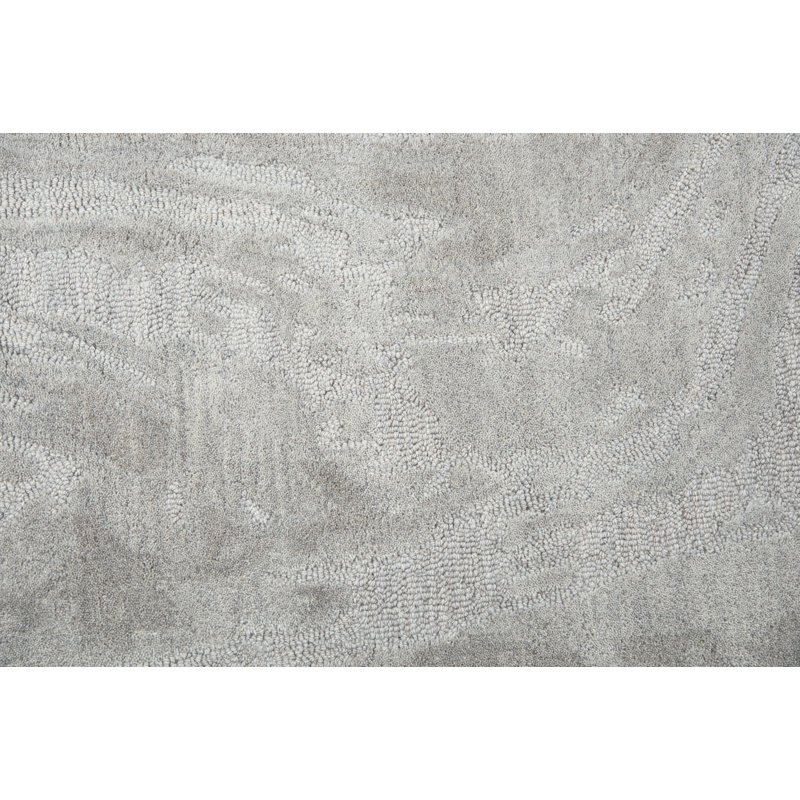 Tapis gris en laine touffeté à la main Aaliyah, Rectangle 5 pi x 8 pi