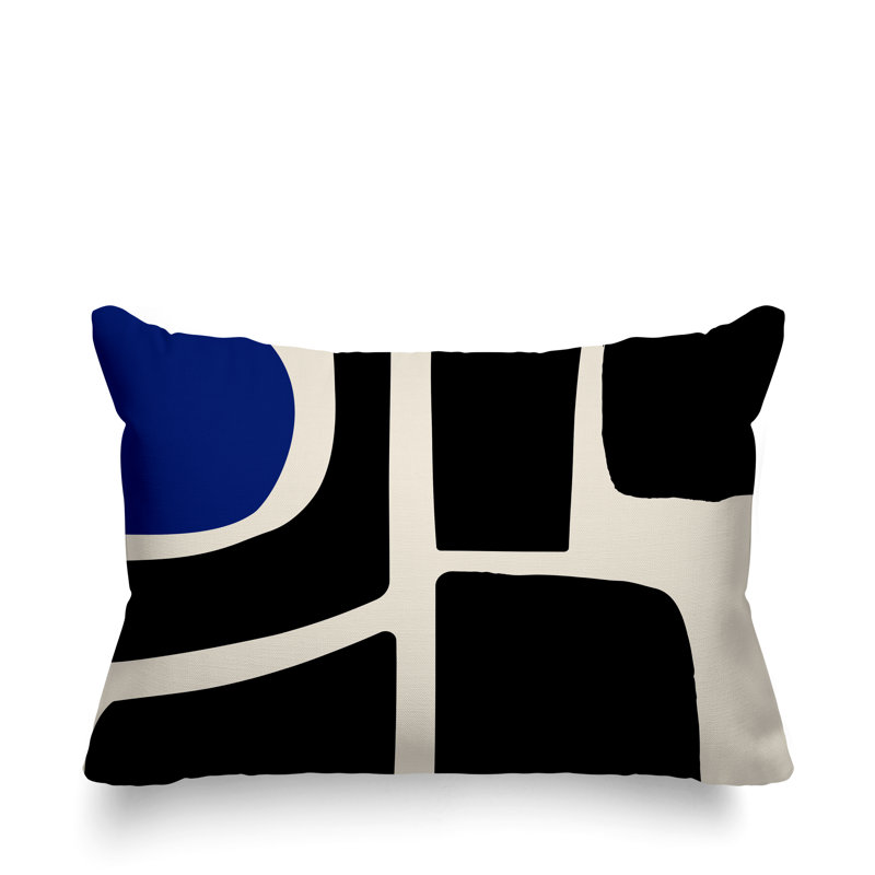 Coussin intérieur / extérieur en polyester filé Banksy, Bleu marine, H 18 po x l 25 po