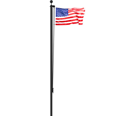 Ensemble de mât de drapeau sectionnel de 9 m (30 pi), mâts robustes en alliage d'aluminium à planter dans le sol pour l'extérieur, 3 modes d'affichage, drapeau américain 90 x 150 cm (3 x 5 pi), accessoires professionnels, noir