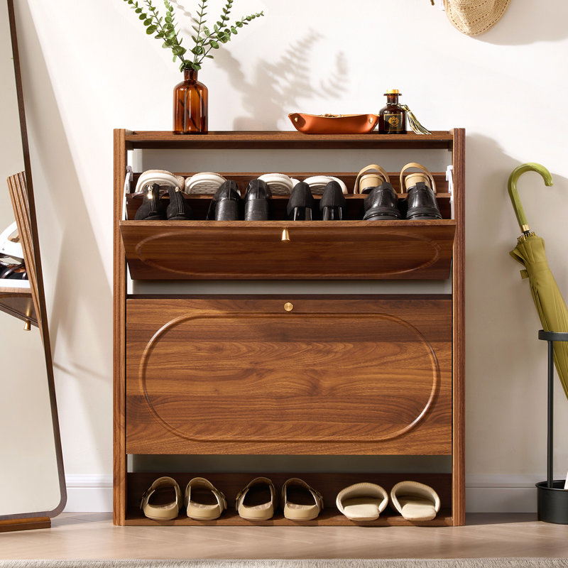 20 Pair Shoe Storage Cabinet, Walnut