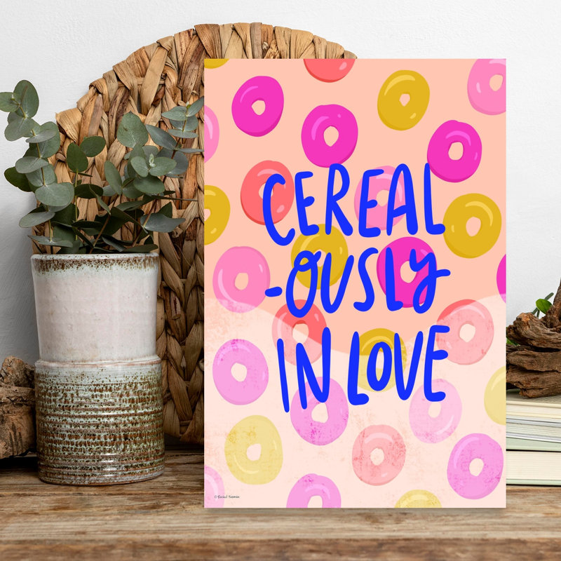 «Cereal-Ously In Love Playful», art mural abstrait fantaisiste, H 18 po x l 12 po