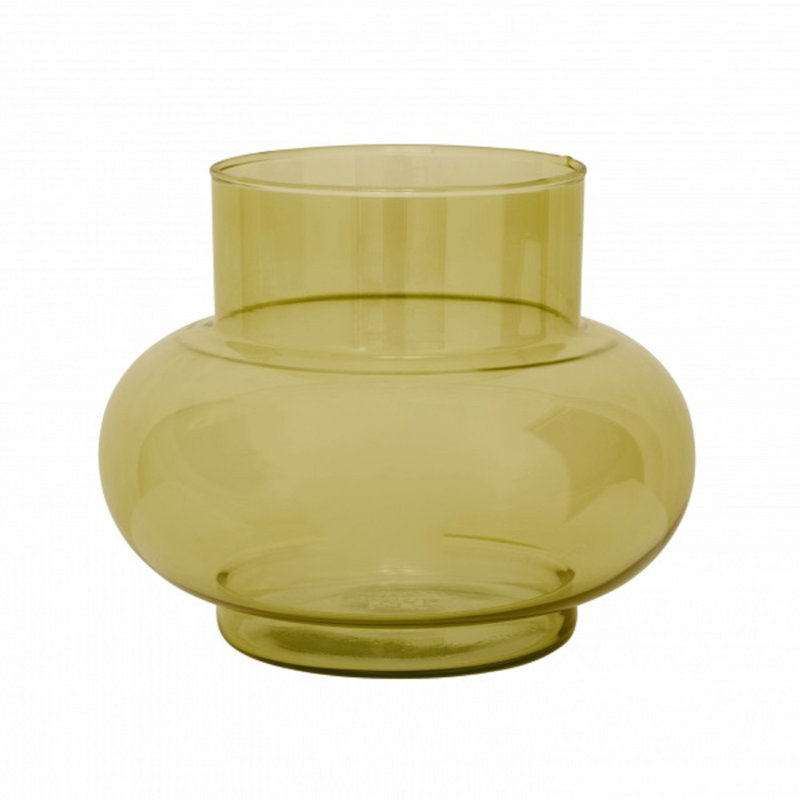 Vase de table en verre Clarabelle, Olive, H 6,8 po x l 8,65 po x P 8,65 po