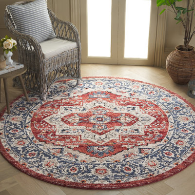 Tapis oriental en polypropylène tissé à la machine en rouge / bleu