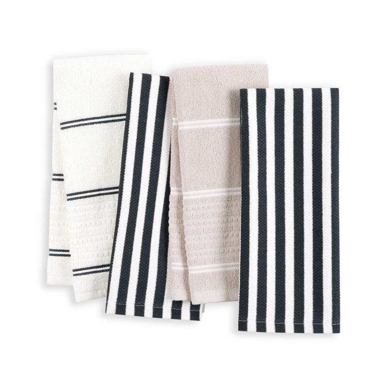 Loop And Dot Kitchen Towel, Black/Beige