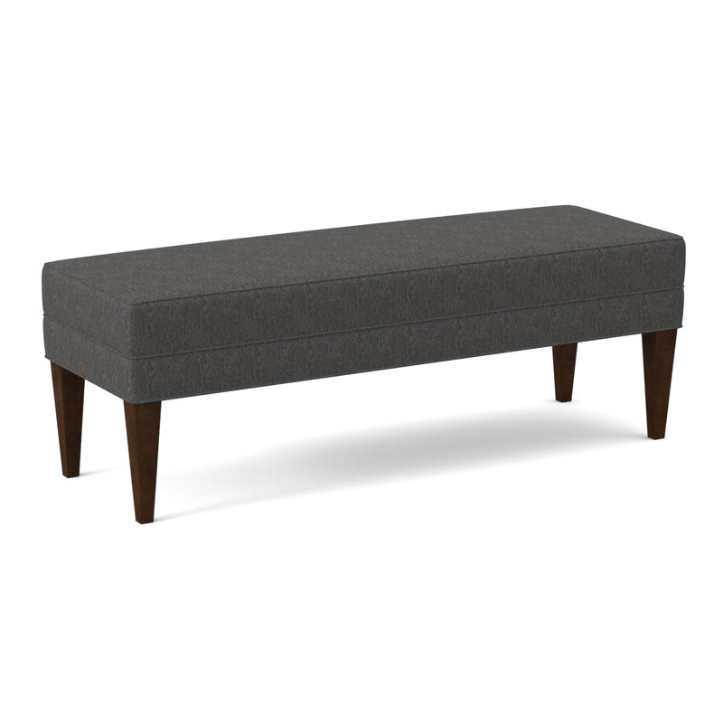 Livery Upholstered Bench, Filigree Ivory, American Walnut