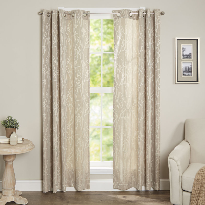 Angee Semi Sheer Curtain Pair, Natural, 54" W x 84" L
