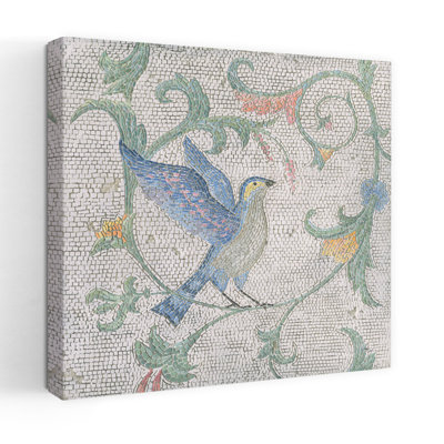 Mosaic Birds I Vintage Bird Flower Art
