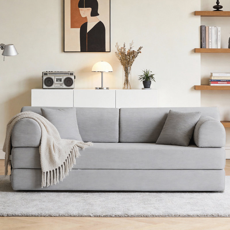 Canapé-lit convertible pour salon, chambre à coucher, Gray Fabric