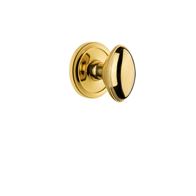 Grandeur Circulaire Rosette Double Dummy with Eden Prairie Door Knob, Polished Brass