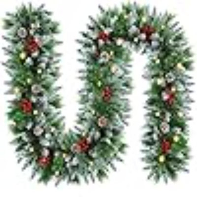 2cm Lighted Faux Pine Garland with Lights