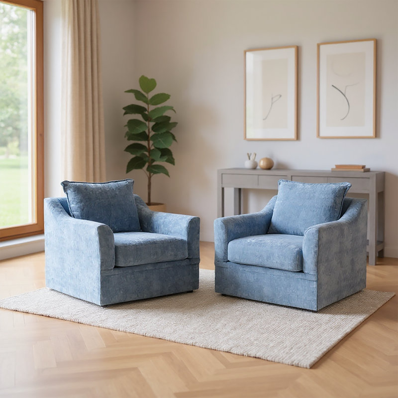 Ensemble de 2 chaises pivotantes en tissu Jakeira Sylvie, Bleu