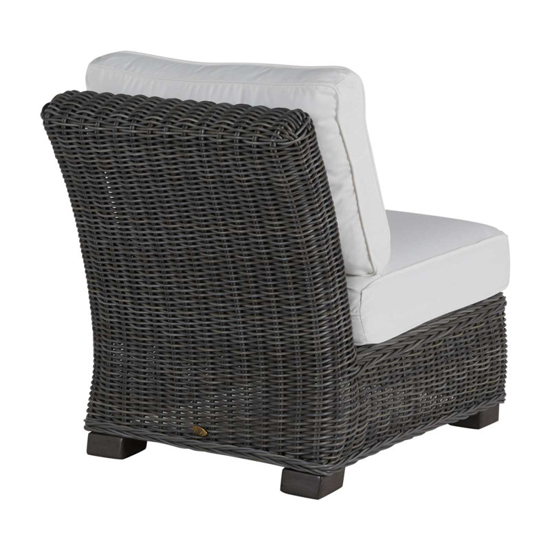 Rustic Woven Sectional Slipper Chair, Slate Gray, Rollo Lace InsideOut® Linen, Welt