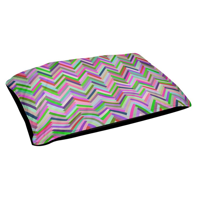Coussin de lit pour chien chevrons Byrge, Grand (l 50 po x P 40 po x H 7 po), Rose / Vert, Polyester