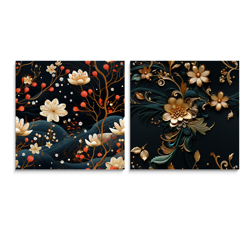 Astorga - Ensemble de 2 art mural en verre acrylique, H 36 po x l 73 po