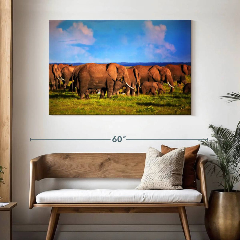 Brampt Calm Morning Elephants, 32" H x 48" W