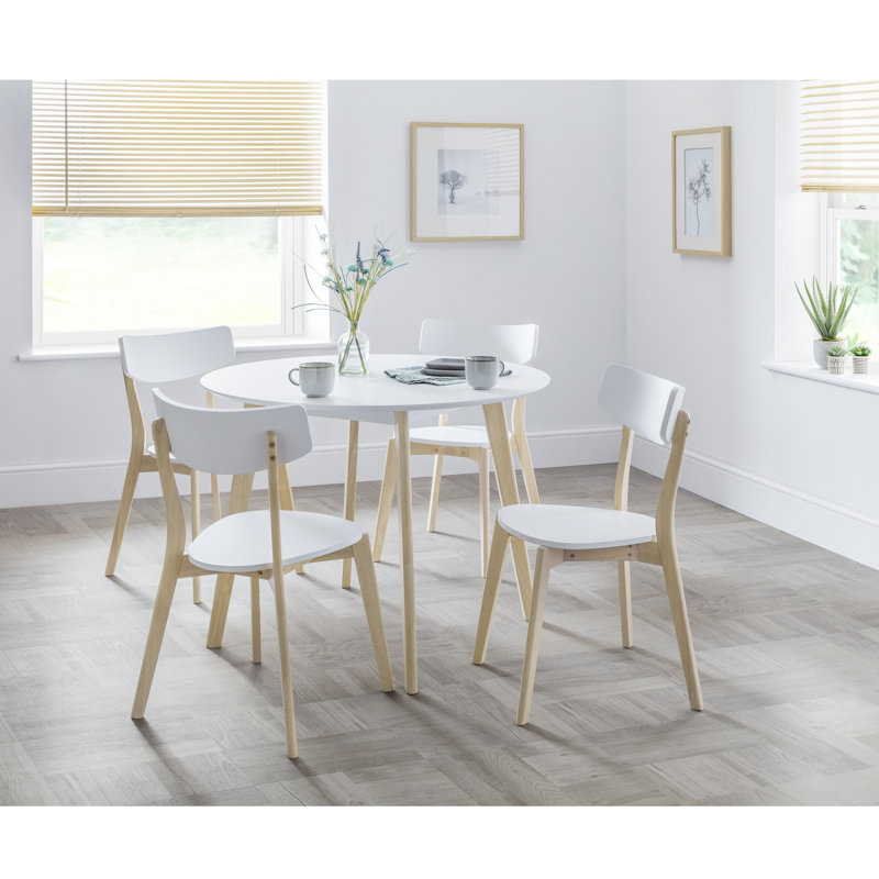 Aramis Round Solid Wood Base Dining Table, Limed Oak, White