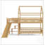 Lit superposé en forme de maison avec glissière et escalier de rangement, deux méthodes de placement, conception sans bruit pour les enfants