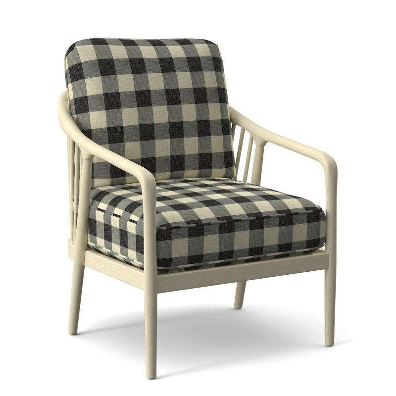 Fauteuil l 23 po Guinevere, Bisque, Gros carreaux noirs; 0120-81