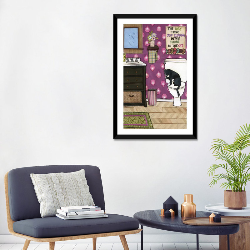 " Self Cleaning " by Jamie Morath, 32" H x 24" W x 1" D, White, Black Framed Paper