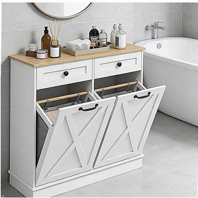 Armoire de rangement pour salle de bain, armoire à linge inclinable