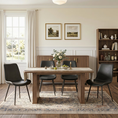 Ensemble de table de salle à manger extensible 63,09 "à 78,84" avec chaises en similicuir et base cannelée
