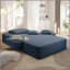 Luxueuse chaise longue en velours côtelé moelleux avec 3 coussins, canapé-lit convertible avec poche de rangement, conception sans cadre et mousse à compression pour les petits espaces, salon, appartement, bleu-2045143854