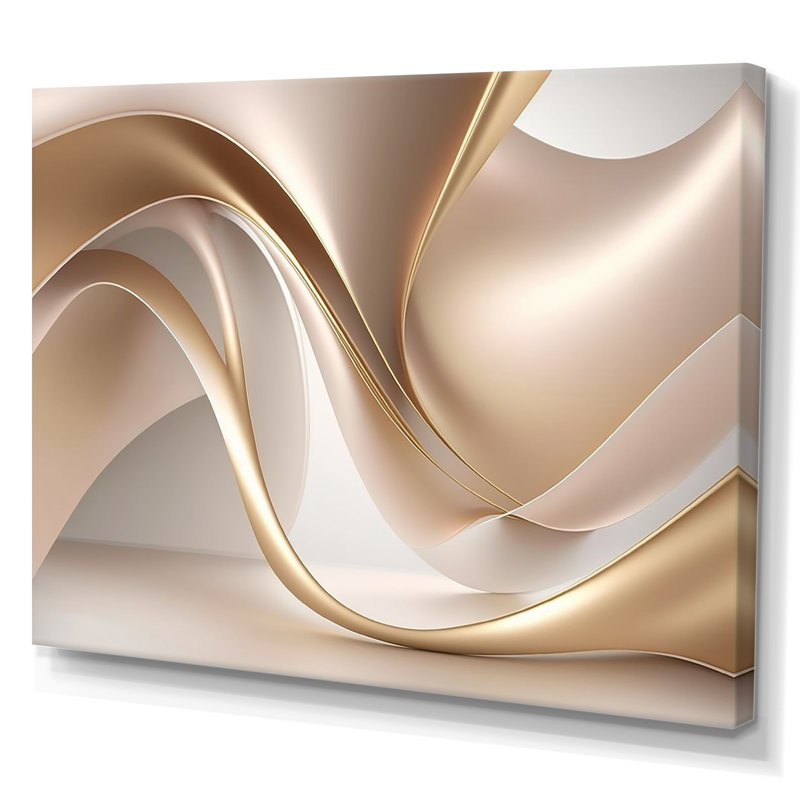 Luscious Liquid Gold in Subdued Pink and Taupe VIII - Print on Canvas, Wrapped Canvas, 24" H x 32" W x 1" D