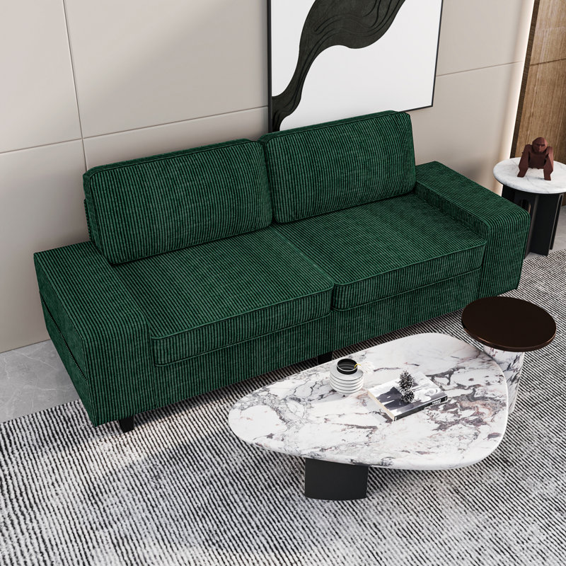 Causeuse de salon de style moderne, Velours côtelé vert