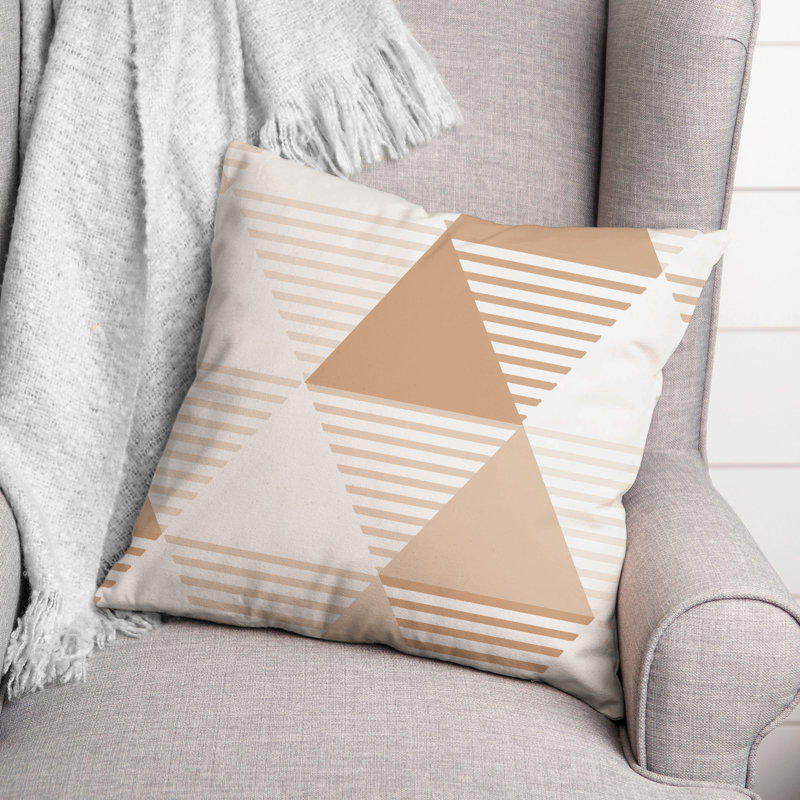 Geometric Outdoor Reversible Throw Pillow, Tan