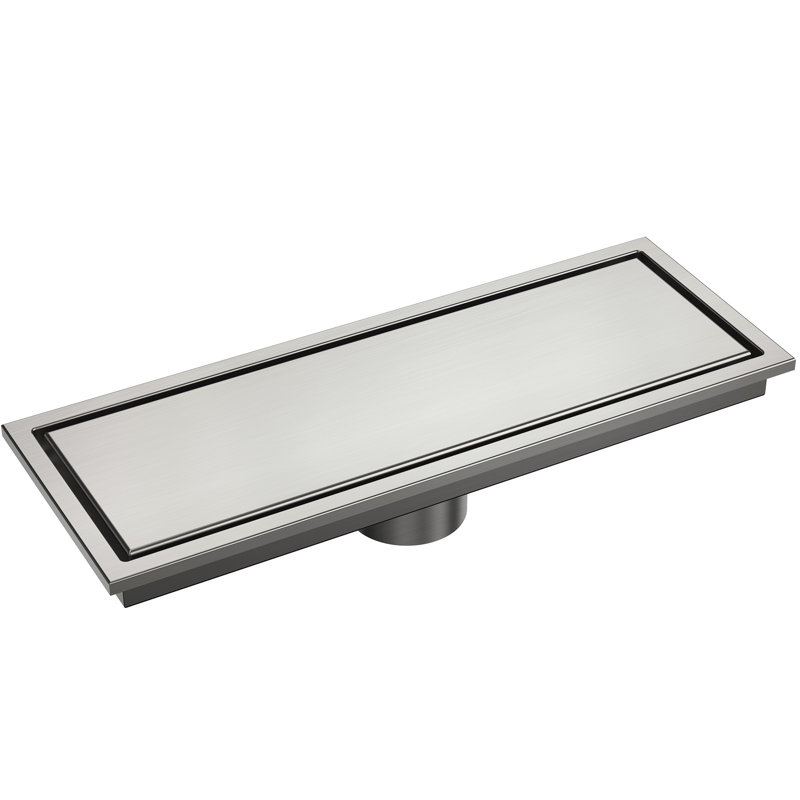 12" W Linear Grid Shower Drain, Brushed Nickel