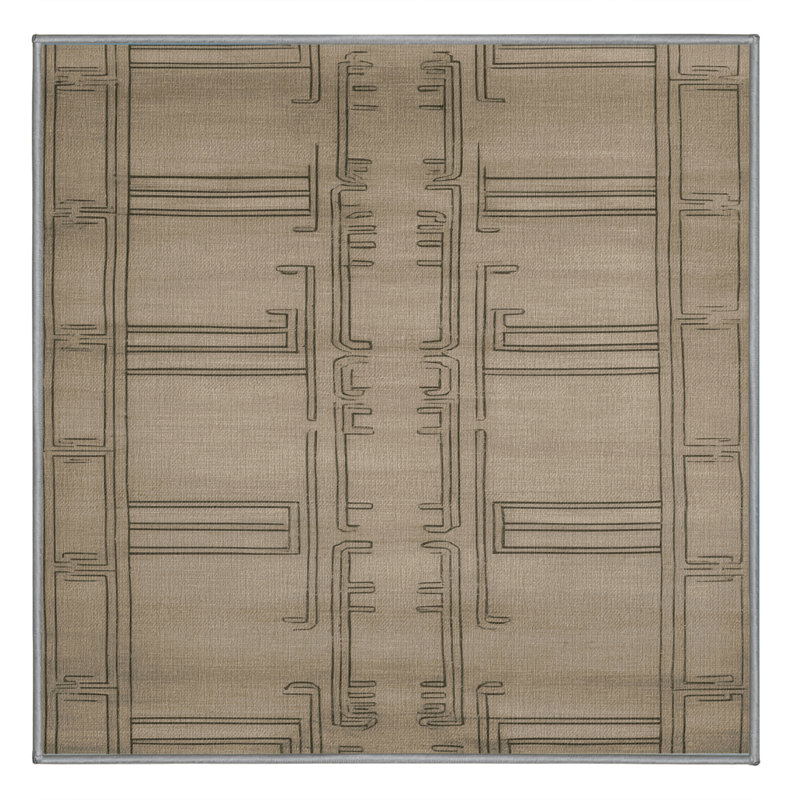 Tapis gris art déco lavable à la machine, Carré 3 pi