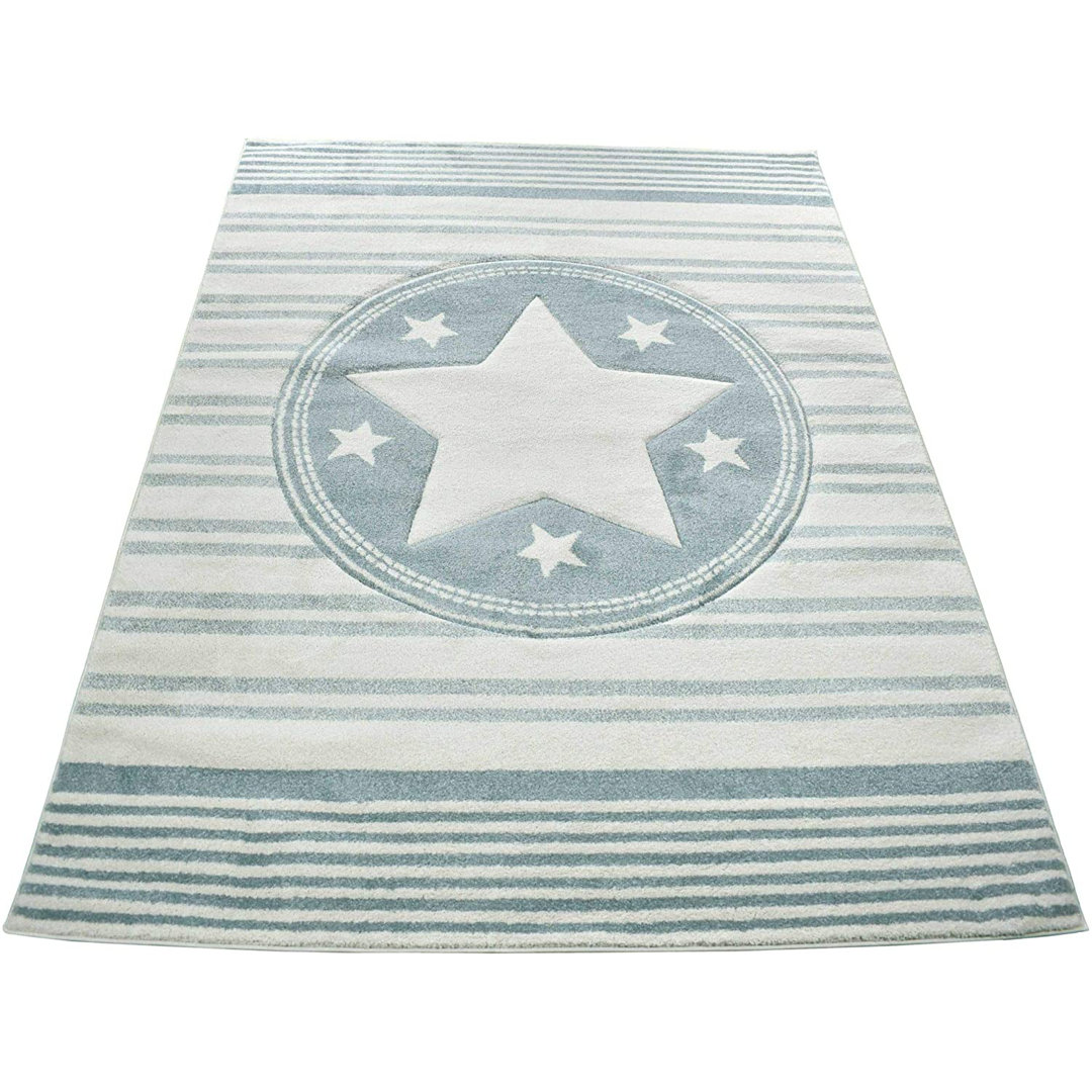 Area Rug for Kids Bedroom Happy Stars Modern Decor Nursery School Playroom Carpet Mat Isabelle & Max™ Rug