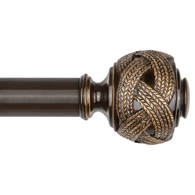 Bronze Curtain Rod 32 To 58 Inches (2.6 To 4.8 Ft),  7/8 Inch Telescoping Splicing Curtain Rods For Windows 20 To 54 Inch, Drapery Rods With Leaf Finials