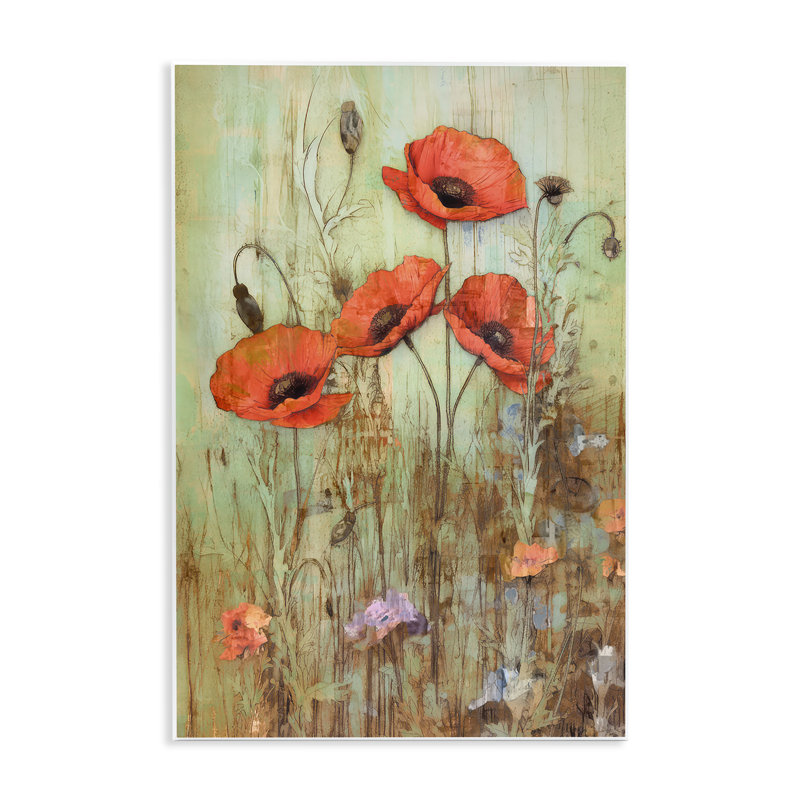 Rustic Red Poppies par Enrico Mcgarrigle, H 15 po x l 10 po x P 0,5 po