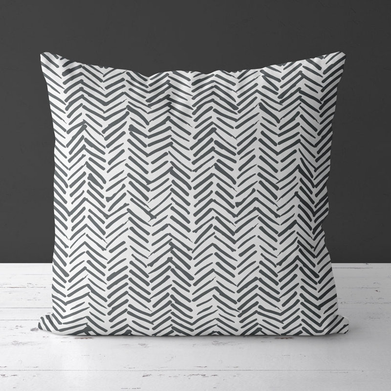 Housse de coussin carrée Simas, Gris/blanc