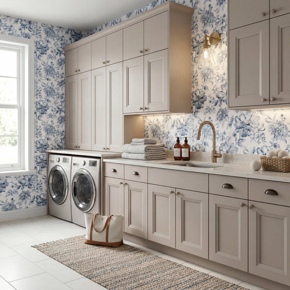 taupe laundry room