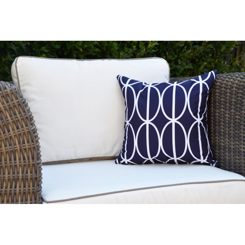Palm Beach Geometric Outdoor Reversible Throw Pillow, Navy Blue, 16" x 16"