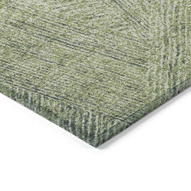 Aloe Green Synthetic Washable Rectangular Area Rug 46" x 30"