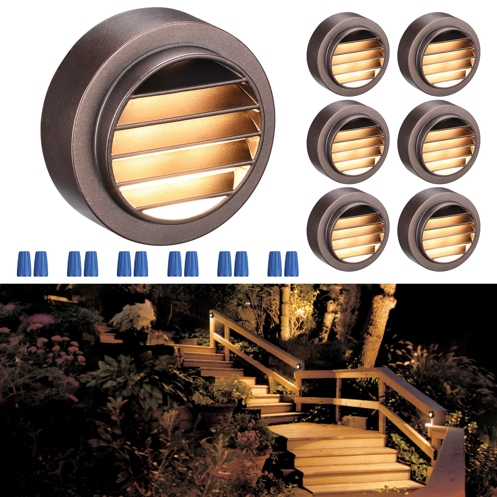 GKOLED Low Voltage LED Deck Lights, Landscape Step Stair Railing Light Fixture with 2W Integrated LED Chips, Die-cast Aluminum 12V AC DC Accent Lighti - 4